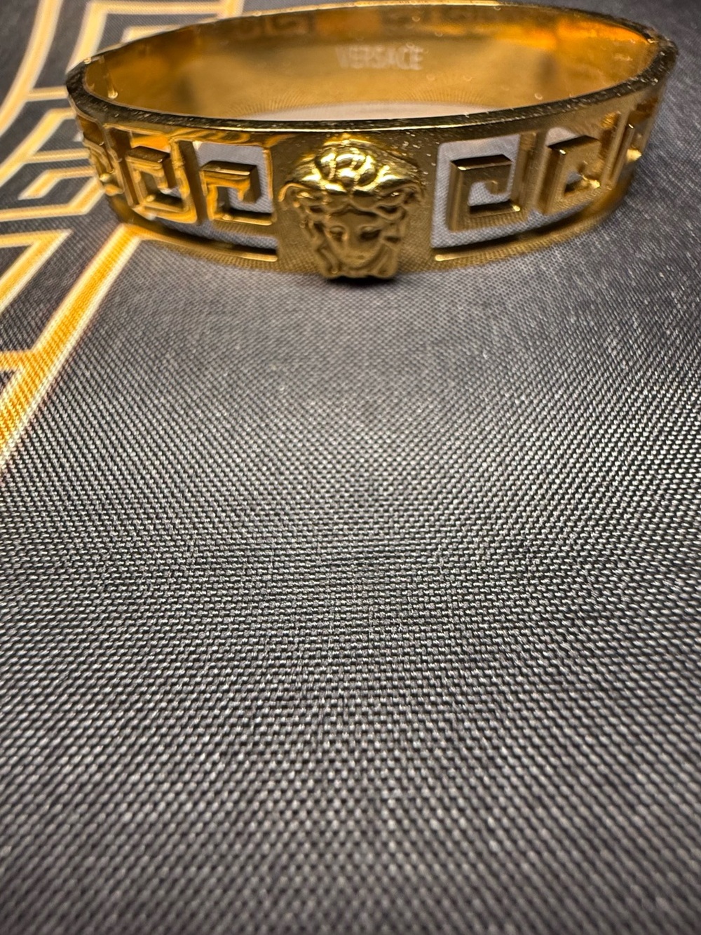 Versace Gold and Silver Medusa Greek Key Bracelet